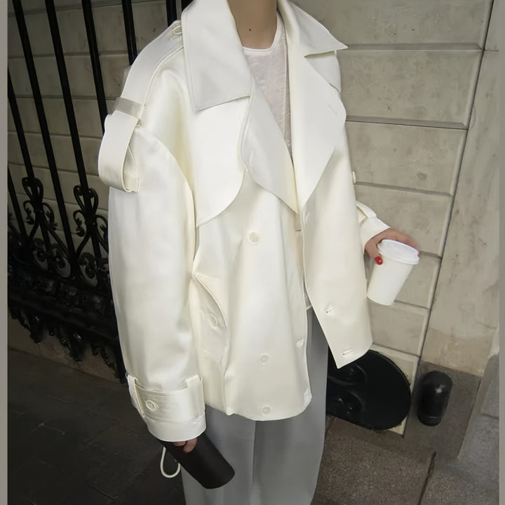 Damen modische Kurzjacke mit elegantem Schnitt und hochglänzendem Finish Drune