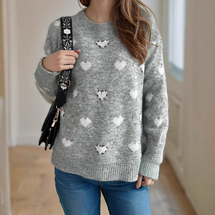 Damen Pullover mit verspieltem Herzdesign und weicher Struktur Drune