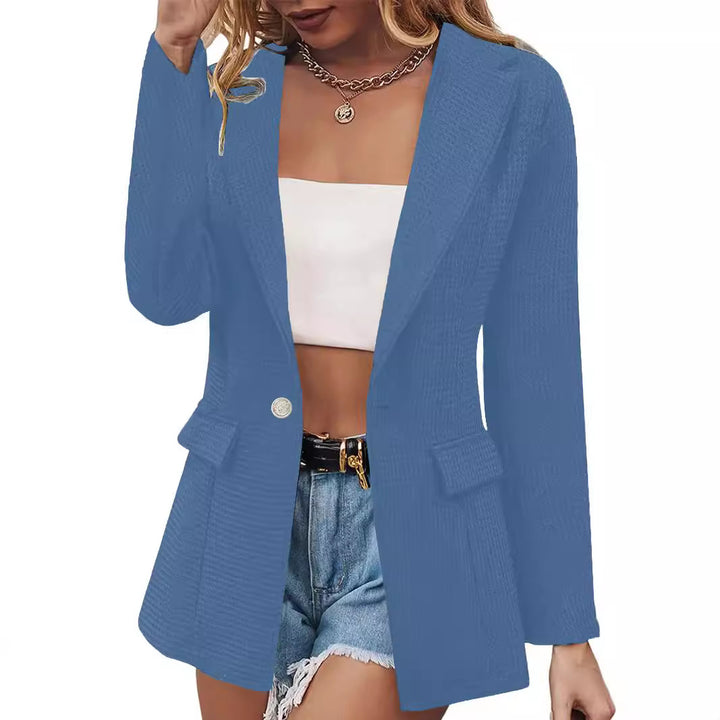 Damen eleganter Blazer mit strukturierter Textur und Taschen Drune
