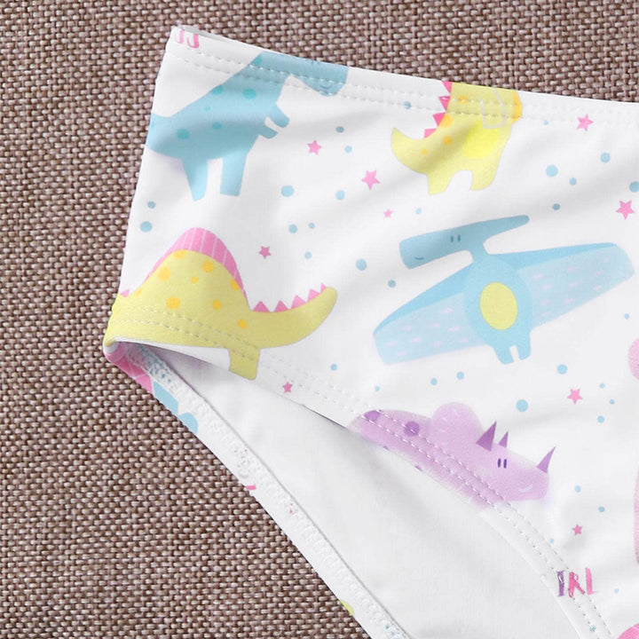 Damen Sportlicher Bikiniset mit buntem Dinosaurier-Muster Drune