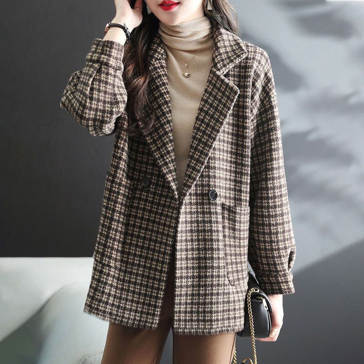 Damen Karierte Wolljacke Drune