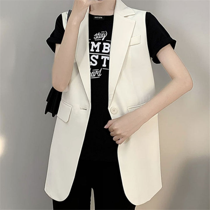 Damen Modischer Blazer ohne Ärmel mit tailliertem Schnitt Drune