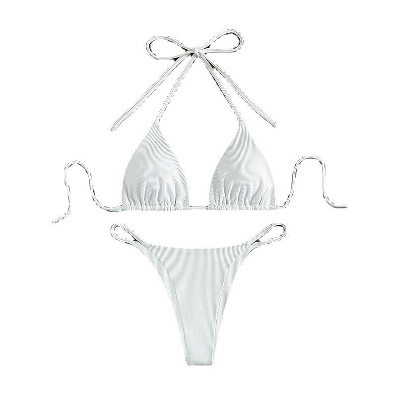 Damen Triangel-Bikini mit anpassbaren Bindebändern und modischem Ripp-Design Drune