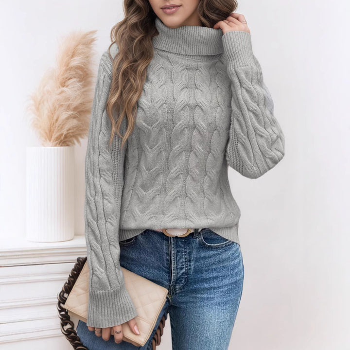 Damen Rollkragenpullover mit strukturiertem Zopfmuster Drune