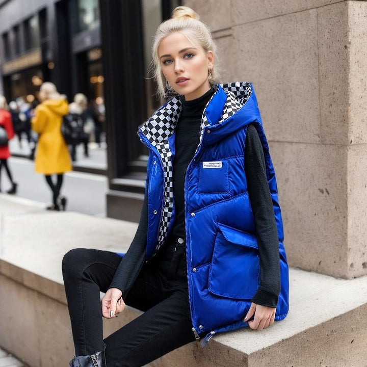 Damen gesteppte Winterweste mit verstellbarer Kapuze und praktischen Taschen Drune