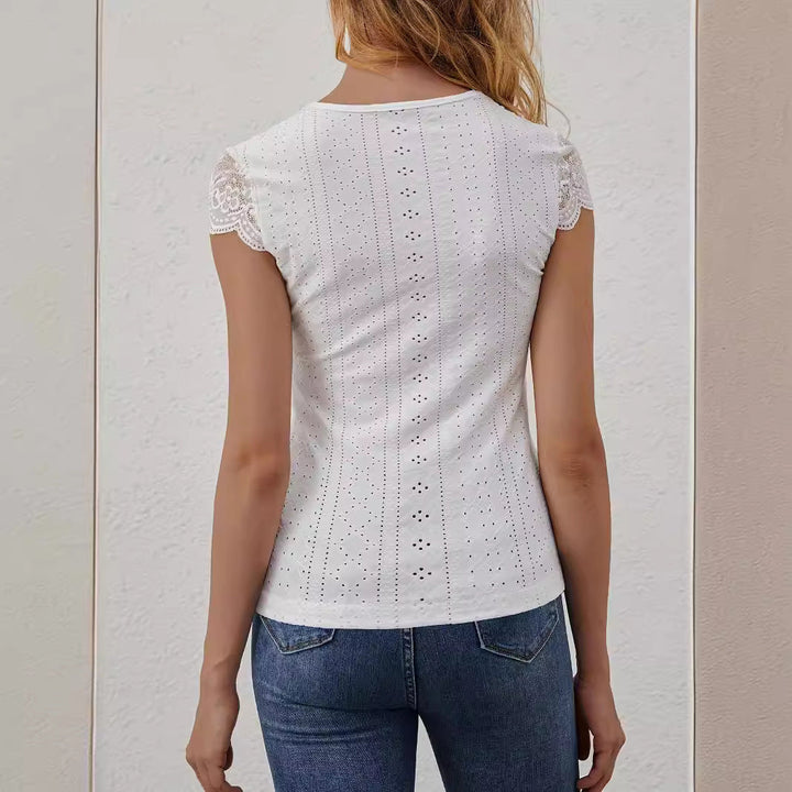 Drune | Spitzen-Einsatz Slimming T-Shirt