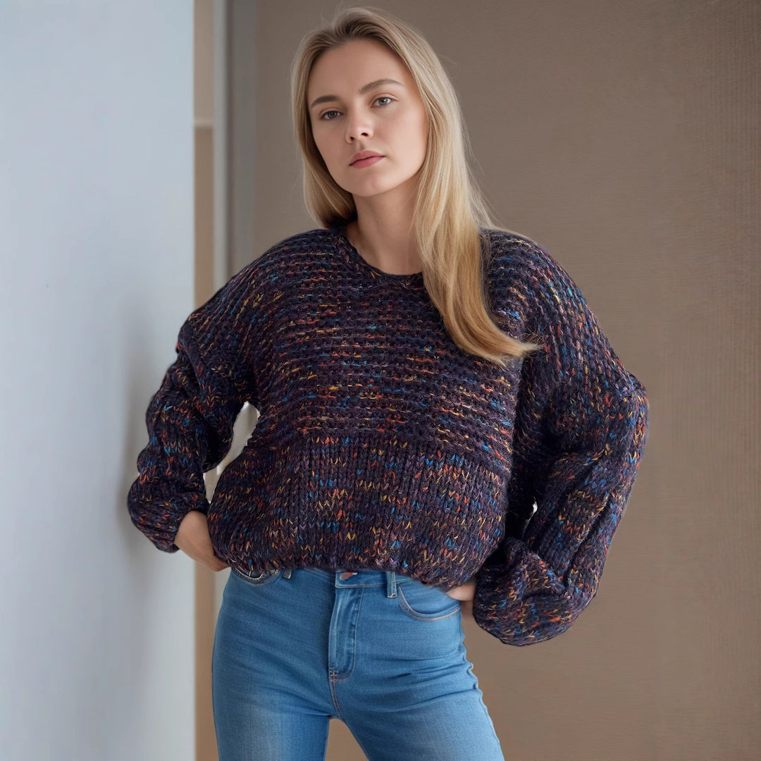 Damen lässiger Strickpullover mit weitem Schnitt und eleganten Ärmelabschlüssen Drune