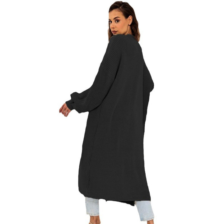 Damen Grober Strickmantel mit offenem Schnitt und tiefen Taschen Drune