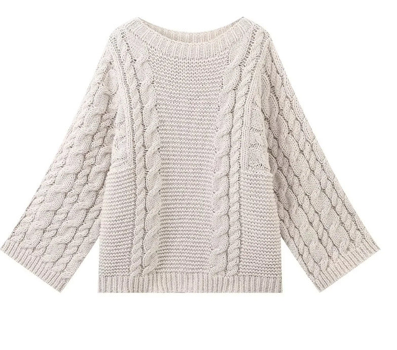 Damen Strickpullover mit lockerer Schnittführung und geflochtenem Design Drune