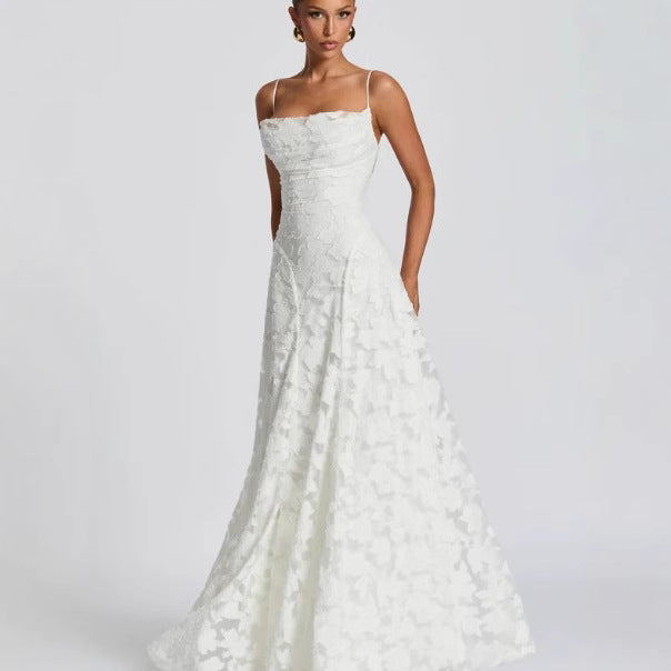 Damen Elegante Spitze A-Linie Abendkleid Drune