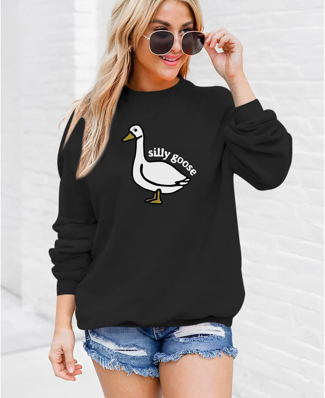 Damen Sweatshirt mit verspieltem Entenmotiv und lässigem Schnitt Drune