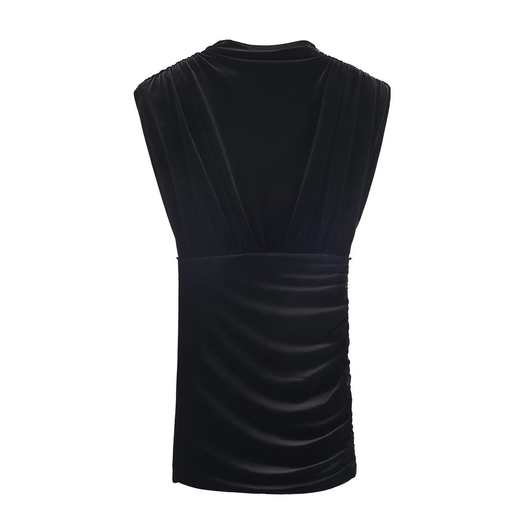 Damen elegantes Top mit Wickeldesign und luxuriöser Drapierung Drune