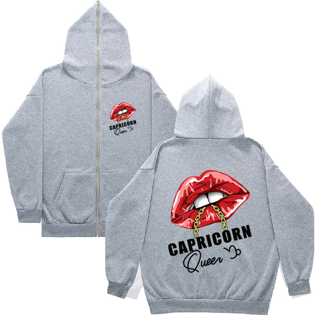 Damen Kapuzenjacke mit einzigartigem Lippenmotiv und Kapuze Drune