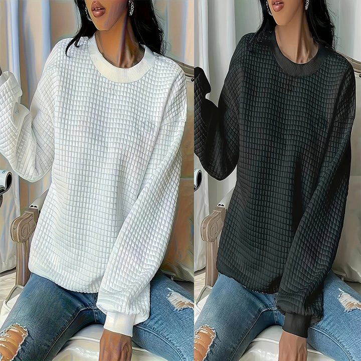 Damen Pullover mit strukturiertem Waffeldesign und lässigem Schnitt Drune