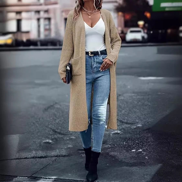 Damen Grobstrick-Cardigan mit offenen Taschen und lässigem Schnitt Drune