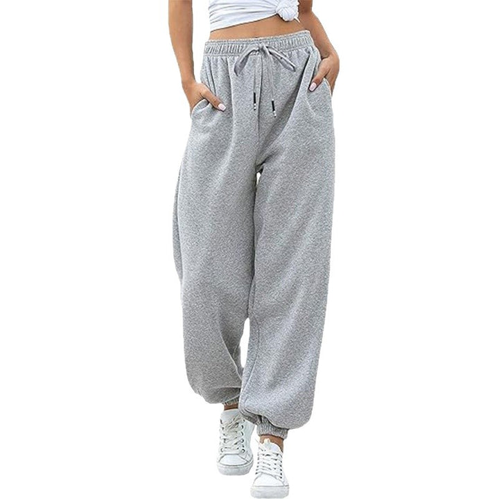 Damen nan weite High-Waist Jogginghose aus weichem Fleece mit elastischem Bund, Eingrifftaschen und engen Saumbündchen Drune