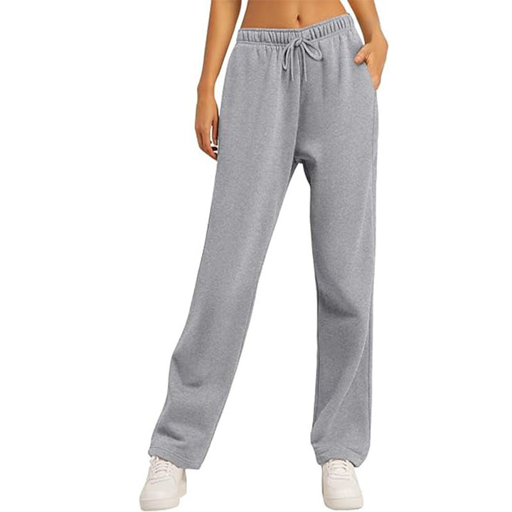 Damen nan hochwertige Relax-Hose mit hoher Taille, geradem Bein und integrierten Eingrifftaschen Drune