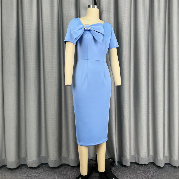 Damen figurbetontes Kleid mit großem Schleifenakzent Drune