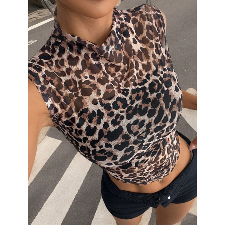 Damen figurbetontes Tiermuster-Top aus leichtem Jersey Drune