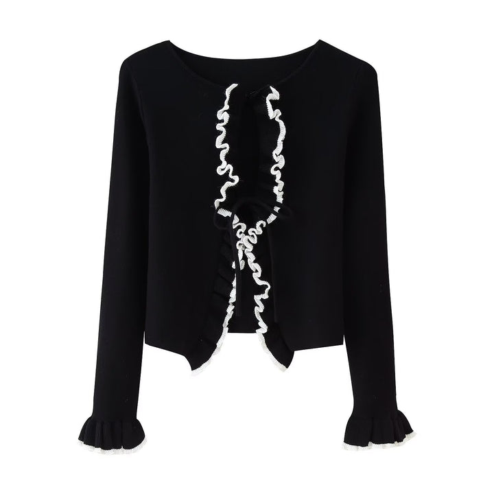 Damen elegante Strickjacke mit Rüschendetails und femininem Schnitt Drune