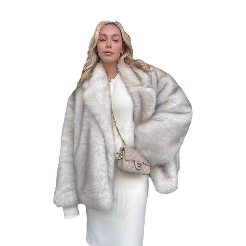 Damen Fleece-Felljacke mit funkelnden Details und voluminösem Schnitt Drune