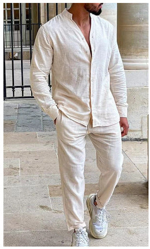 Herren lässiger Zweiteiler aus leichtem Leinen Drune