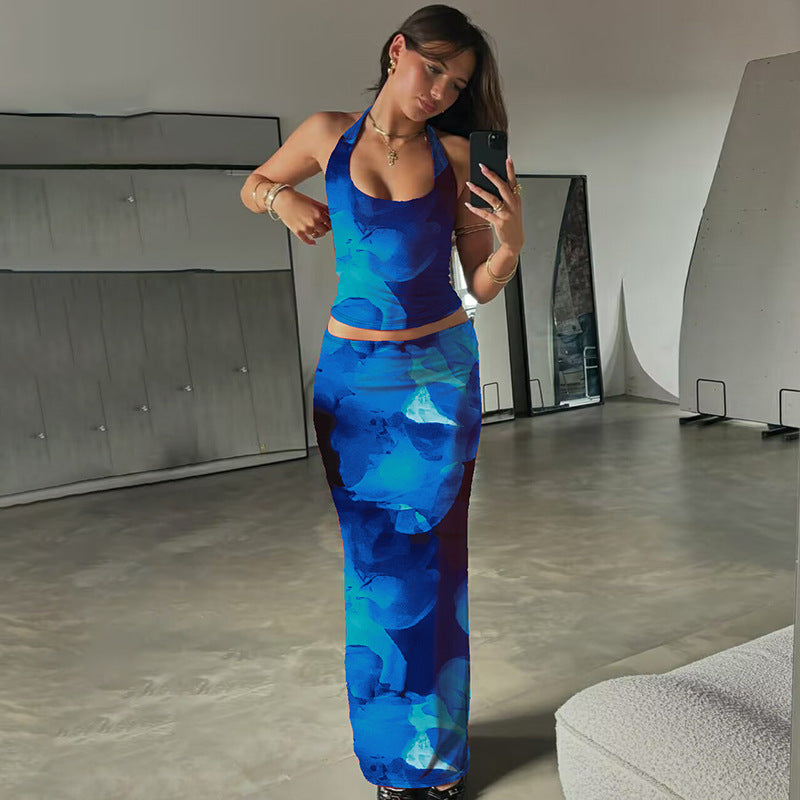 Damen Elegantes Maxikleid mit verführerischem Halterneck Drune