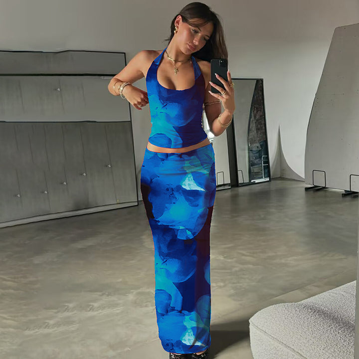 Damen Elegantes Maxikleid mit verführerischem Halterneck Drune