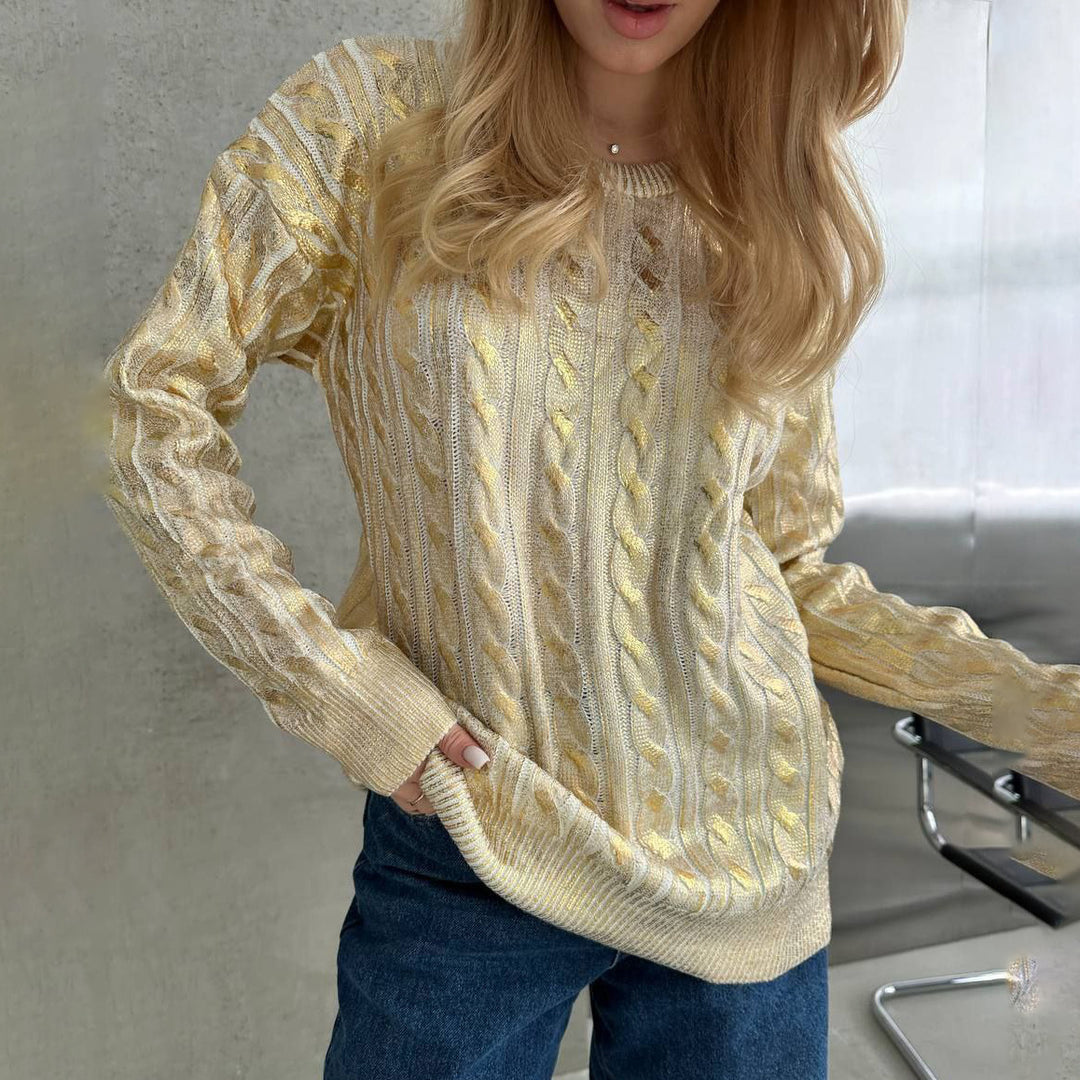 Damen Grobstrickpullover mit detailliertem Zopfmuster und oversized Schnitt Drune