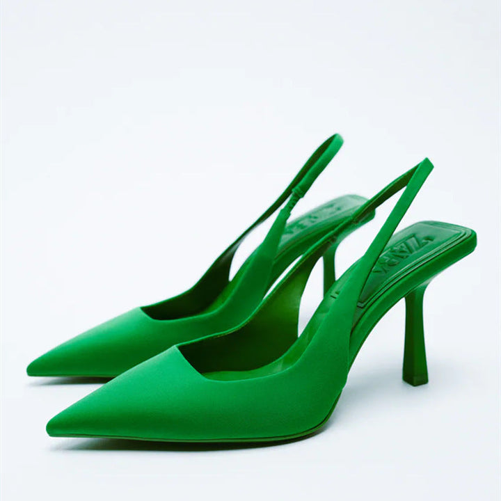 Damen elegante Slingback-Pumps mit spitzem Zehenbereich und hohem Absatz Drune
