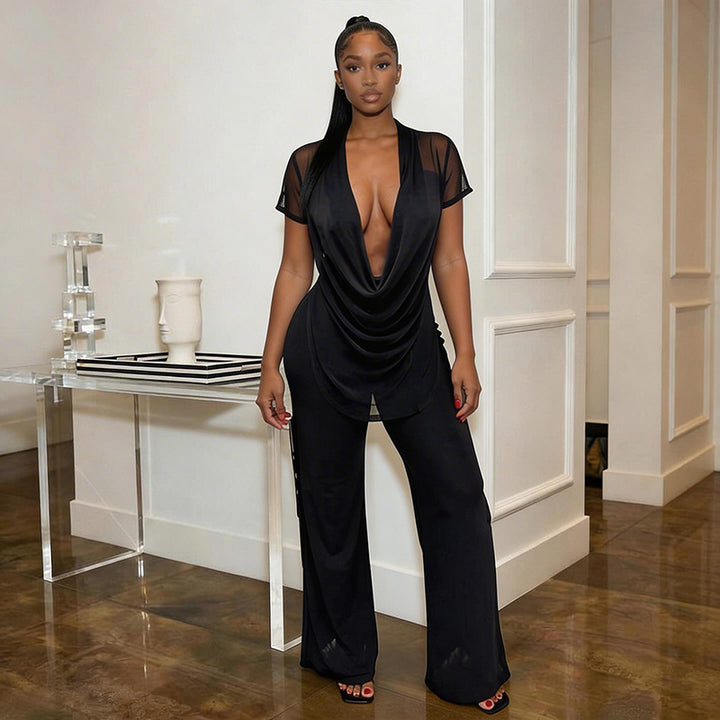 Damen Elegantes Oversized-Outfit aus fließendem Material Drune