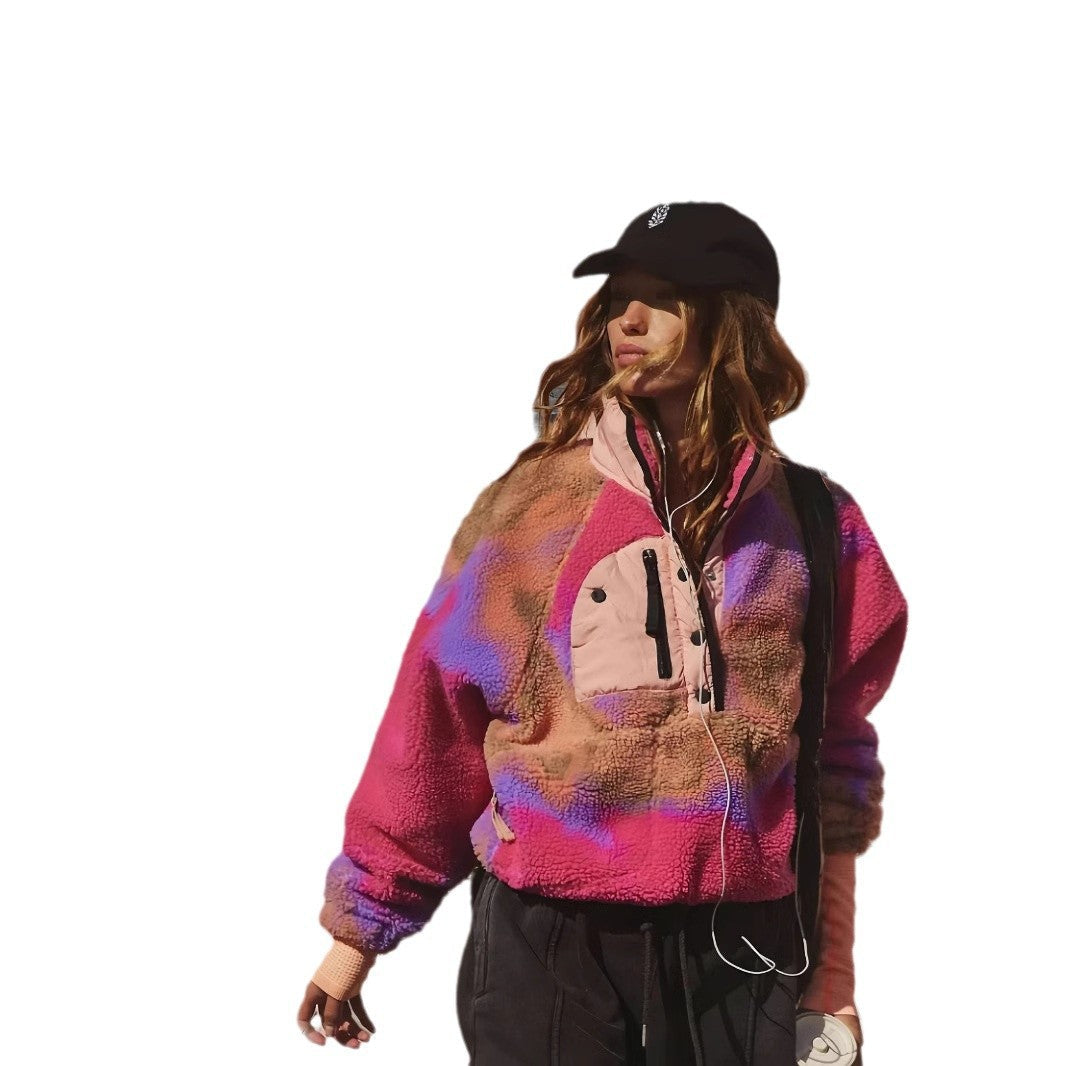 Damen Fleece-Jacke mit hohem Kragen und dekorativem Reißverschluss Drune