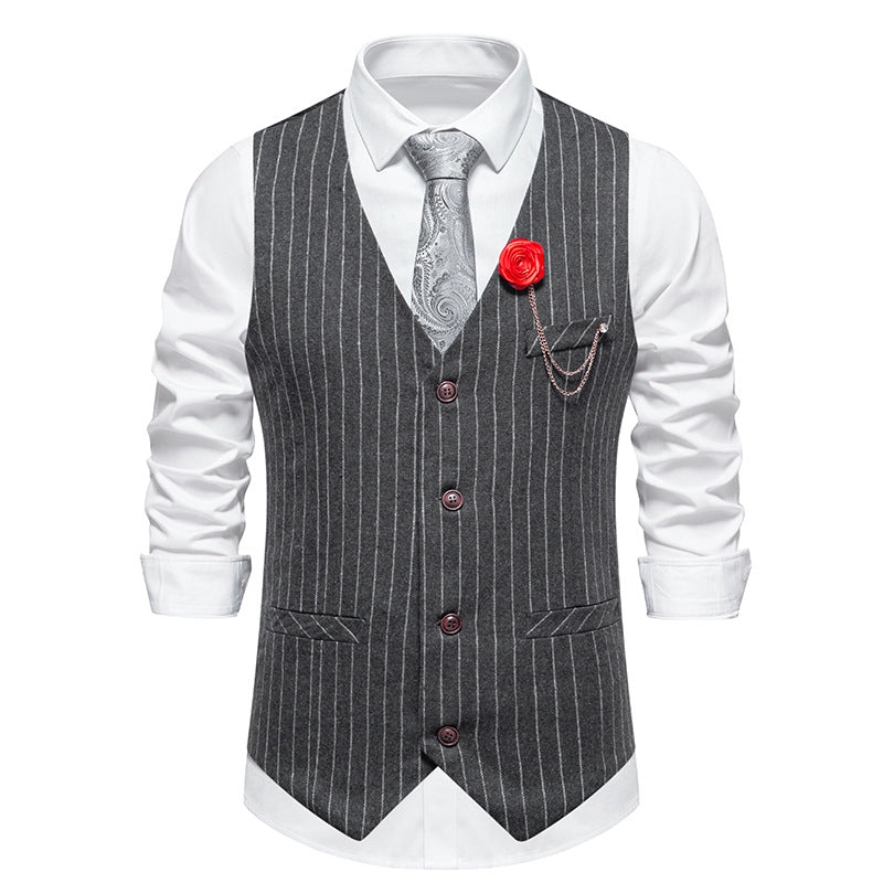 Herren elegante Weste mit schmalem Hahnentrittmuster und asymmetrischen Akzenten Drune