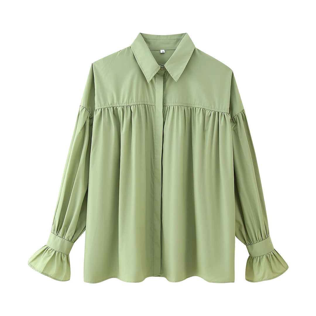 Damen elegante Bluse mit Rüschendetails Drune