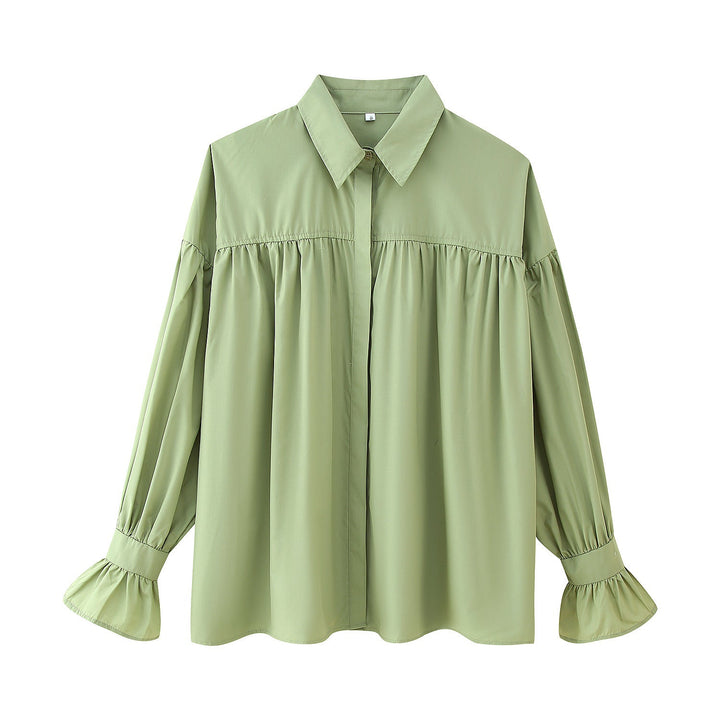 Damen elegante Bluse mit Rüschendetails Drune