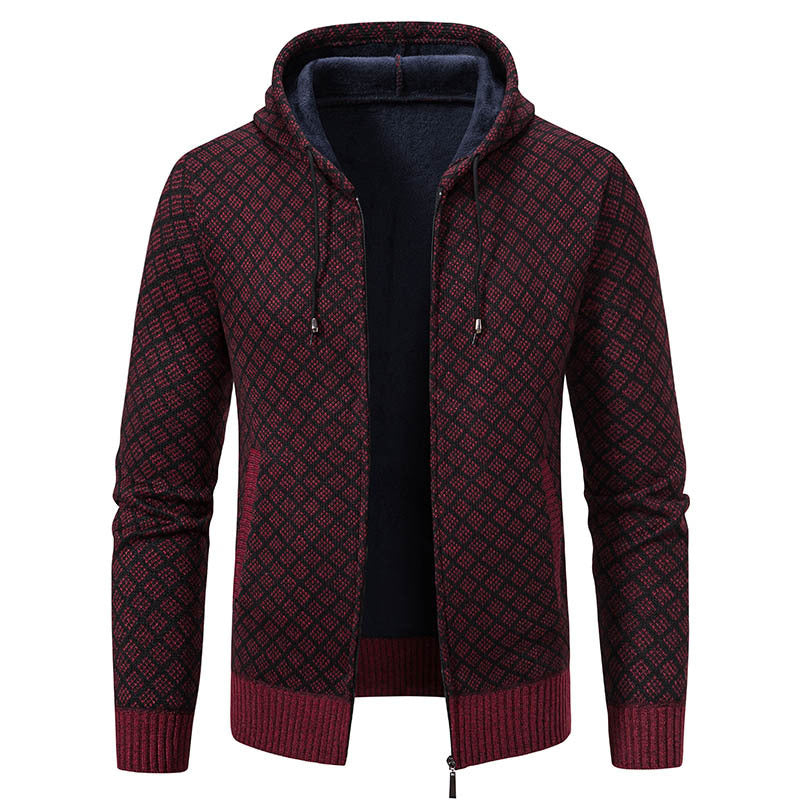Herren stylische Jacke mit modernem Wabenmuster und Kapuze Drune