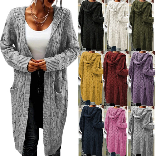 Damen Grosstrick-Cardigan mit stylischem Kabelmuster und praktischen Taschen Drune