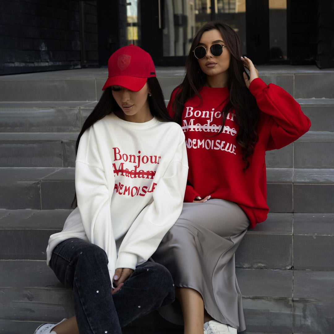 Damen lässiger Sweatshirt mit kreativem Schriftzug Drune
