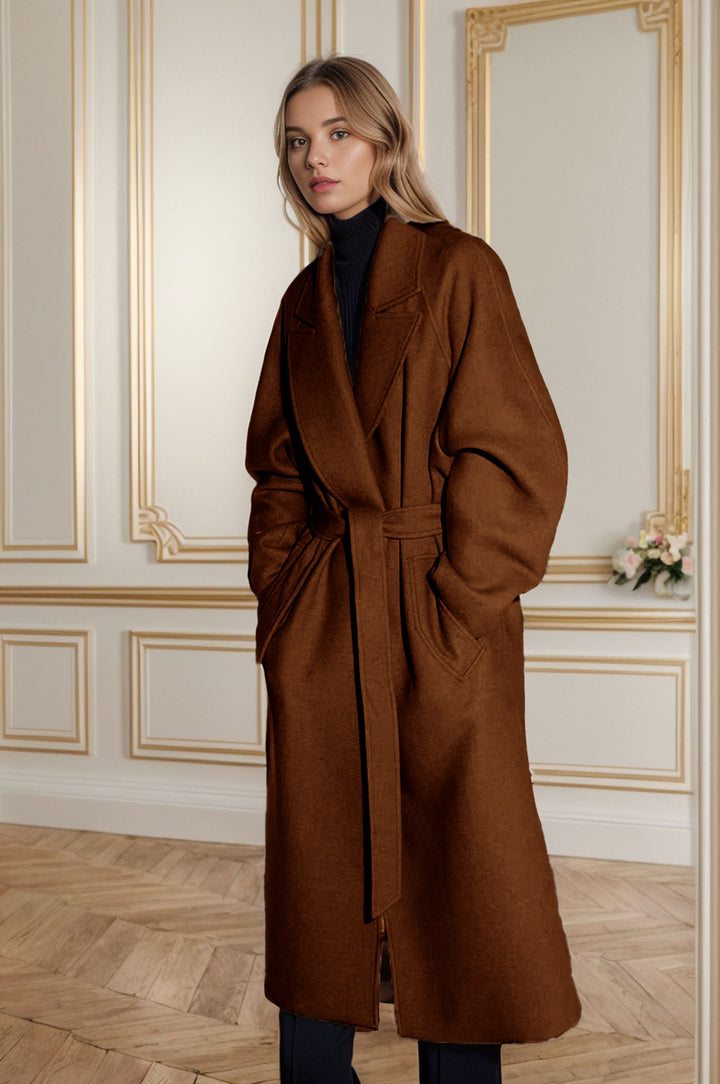 Damen eleganter, weit geschnittener Wollmantel Drune