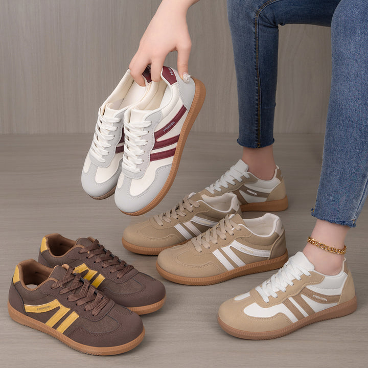 Damen nan retro-inspirierter Low-Top Sneaker mit Velours- und Synthetikbesatz Drune