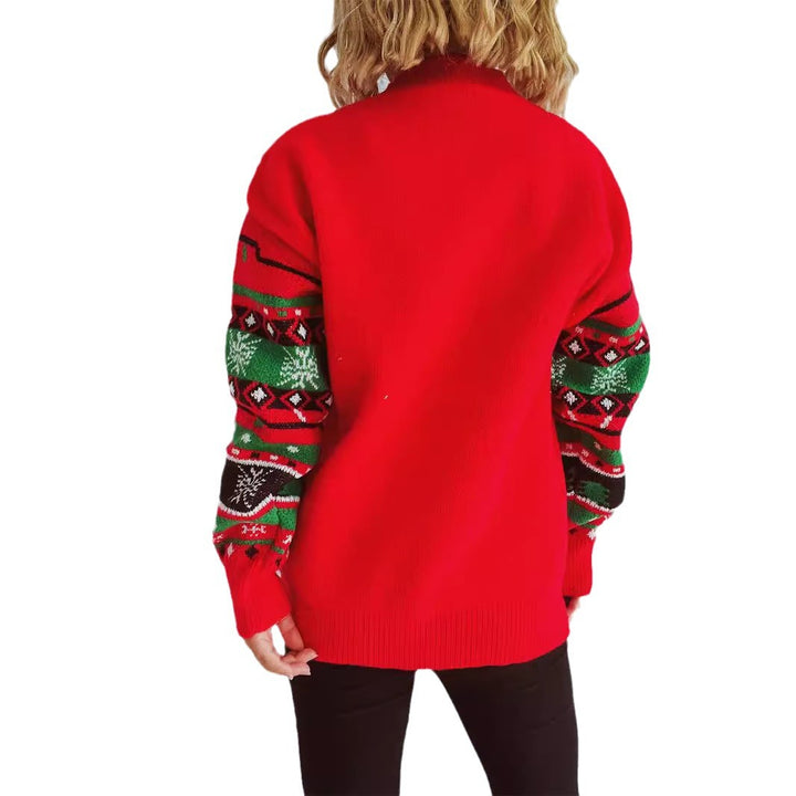 Damen Weihnachtspullover mit fröhlichem Rentier-Motiv und auffälligem Strickmuster Drune