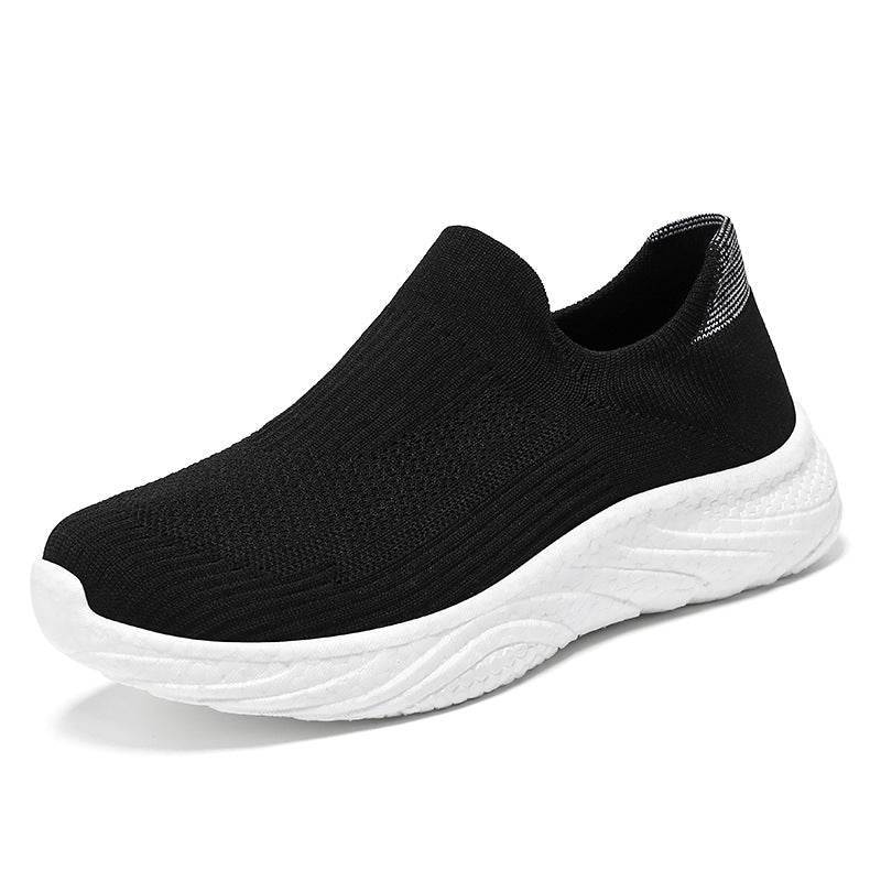 Damen nan nahtloser Strick-Slip-On Komfort-Laufschuh mit sockenähnlichem Schaft und gedämpfter Wellen-EVA-Sohle Drune
