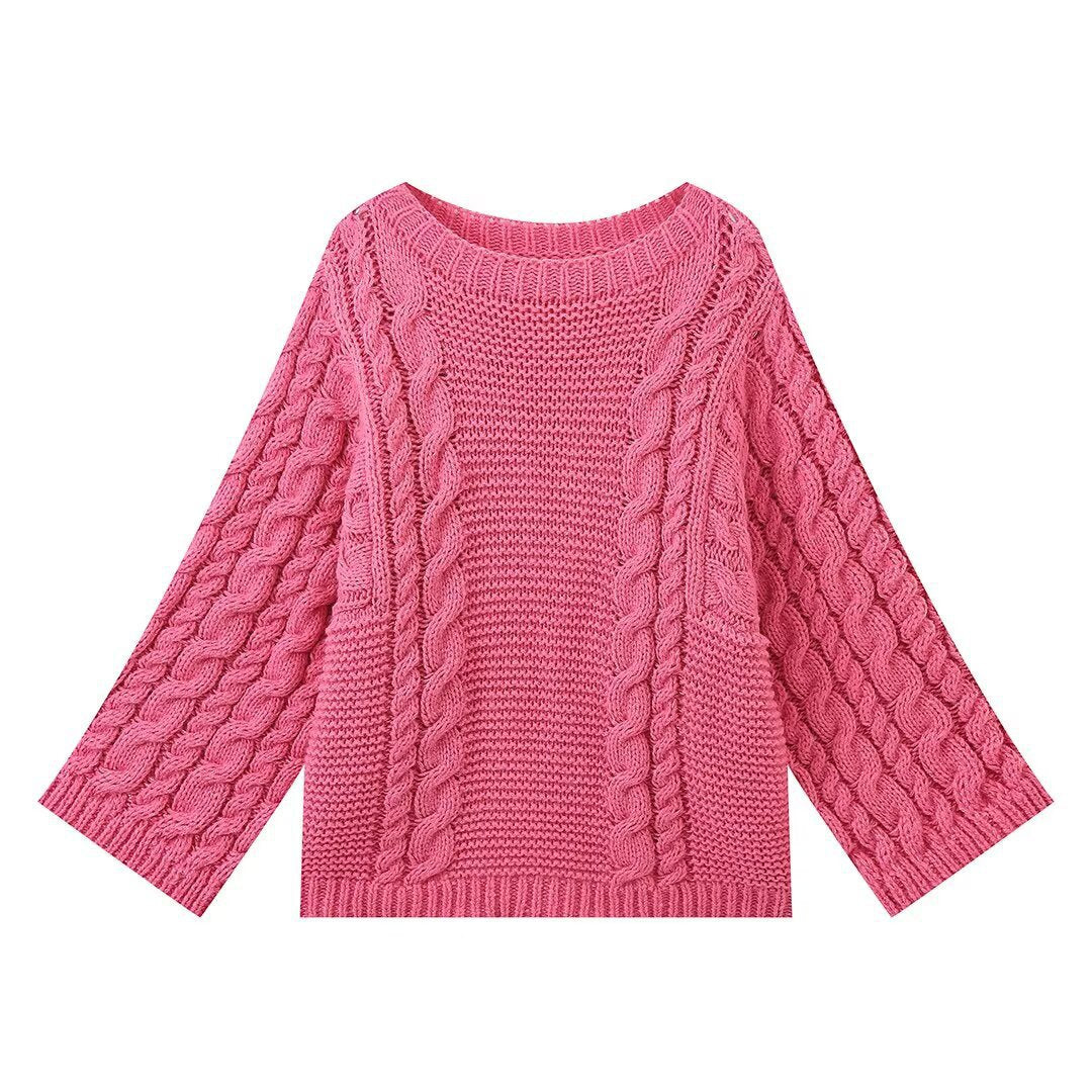 Damen Strickpullover mit Kabelmuster und weitem Schnitt Drune