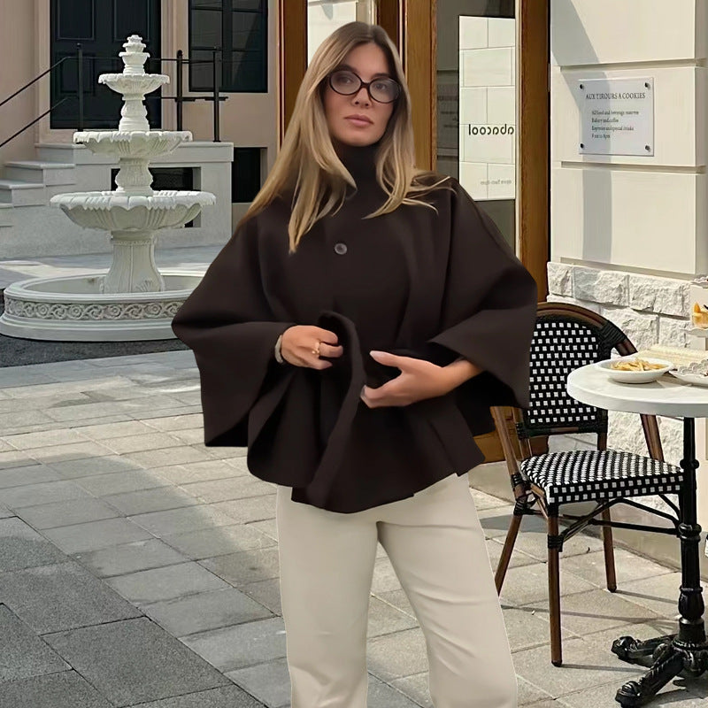 Damen elegante Überwurfjacke mit modernem Knopfdetail Drune