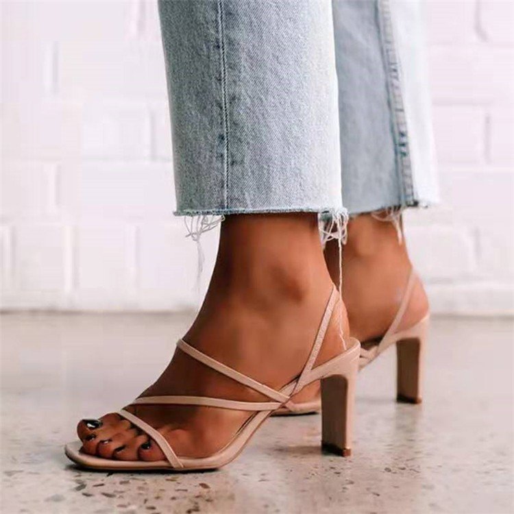 Damen Blockabsatz Sandalen mit feinen Riemchen und elegantem Ansatz Drune