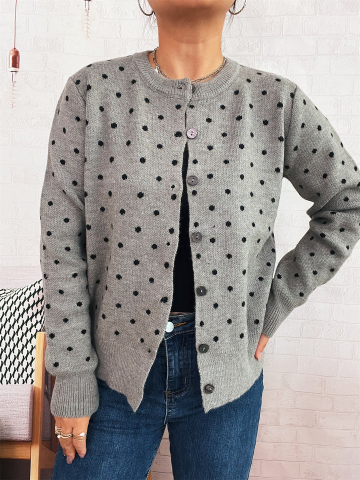 Damen Strickjacke mit modischem Punktemuster und komfortablem Schnitt Drune