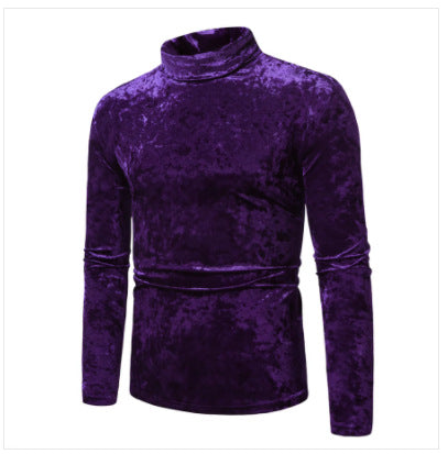 Herren eleganter Rollkragenpullover aus luxuriösem Samtstoff Drune