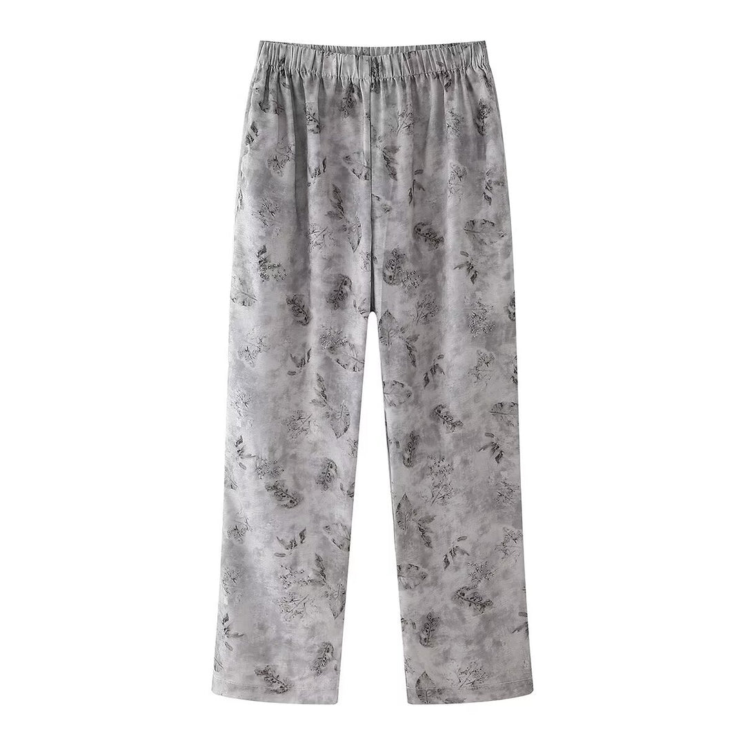 Damen Fließende Druckhose mit elastischem Bund Drune