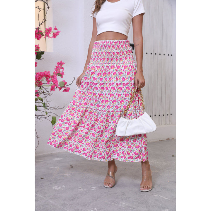 Damen Maxi-Rock mit voluminösen Rüschendetails und knöchellanger Passform Drune