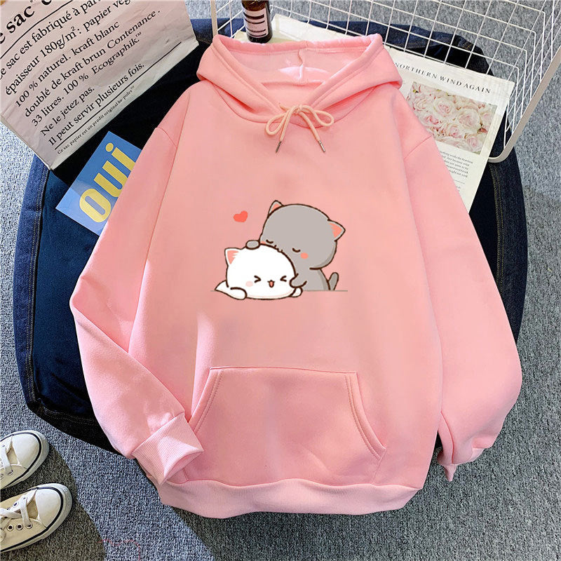 Damen Kapuzenpullover mit verspieltem Katzenmotiv und bequemer Passform Drune